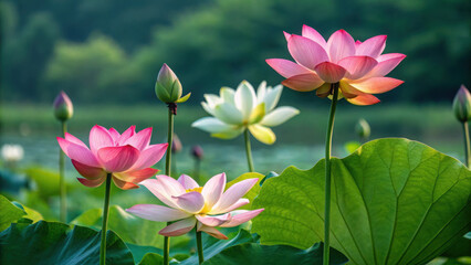 Fototapeta premium Colorful spring flowers blooming in a sunlit garden