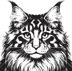 Maine coon cat vector in black and white