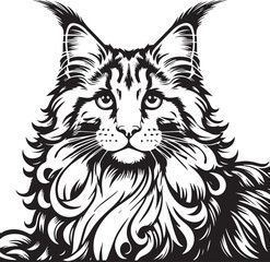 Maine coon cat vector in black and white