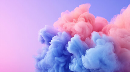 Fototapeta premium Soft pink and blue smoke swirling against a pastel background creating a dreamy and ethereal digital art scene