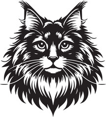 Maine coon cat vector in black and white