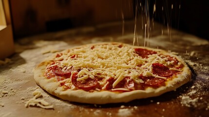 pizza with salami and cheese