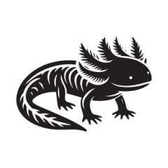 Obraz premium Simple Axolotl Vector Icon – Vintage Logo & Retro Illustration