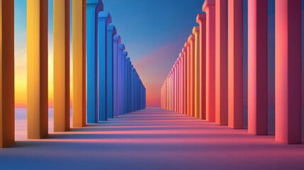 Fototapeta premium Vibrant array of colorful columns highlighting institutional investors and their influence in the financial market landscape