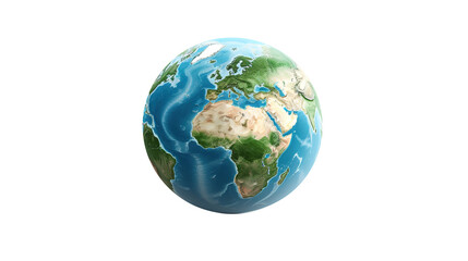 Realistic 3D Earth Render. A detailed globe on PNG Transparent
