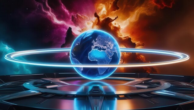 Epic cosmic journey exploring earth among celestial wonders digital art futuristic environment