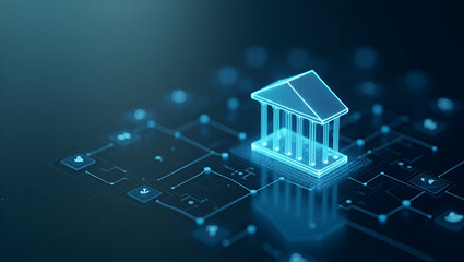 Holographic Bank Icon: A Modern Take on Digital Banking Services