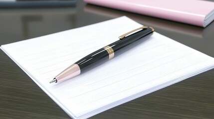A sleek pen resting on a blank piece of paper, symbolizing the potential for new ideas and creative solutions.