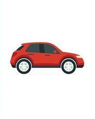 Fototapeta premium Stylish red SUV vehicle in flat design.