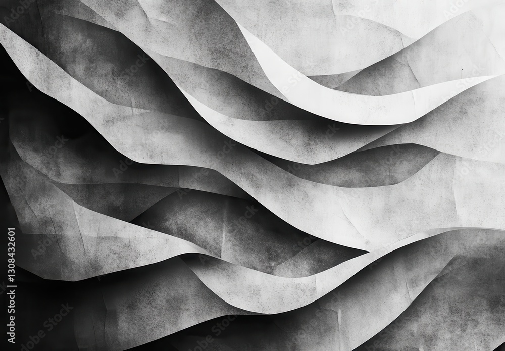 Aufkleber abstract black and white paper waves creating a stunning textured background for artistic and modern