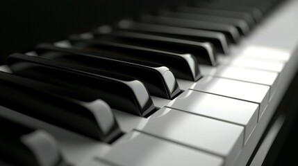 A close up shot of piano keys in black and white