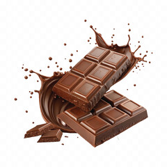 abstract 3d chocolate with splash isolated on white background
