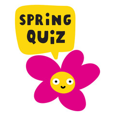 Spring quiz. Cute flower. Hand drawn vector illustration.