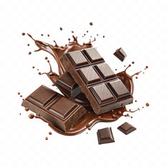 abstract 3d chocolate with splash isolated on white background