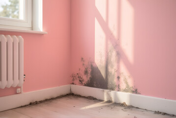Mold Growth on Pink Wall