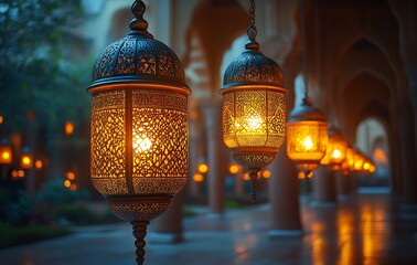Elegant Ornate Metal Lanterns Warm Light Festive Ramadan Decor Glow Lamp Dark Home Shine Night Style