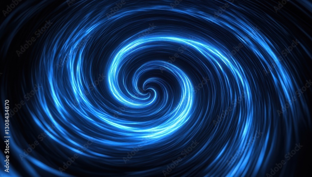 Poster abstract blue light swirl motion design representing energy flow with vibrant luminescence in a dark