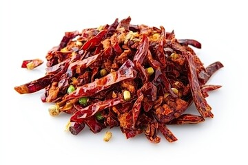 Fototapeta premium Spicy Szechuan chicken isolated on white background 