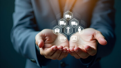 Visualizing Supply Chain Management: Holographic Delivery Icons in Logistics