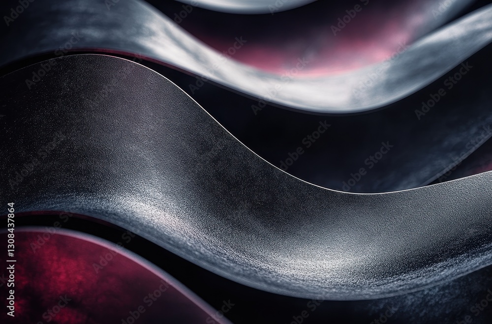 Poster abstract close-up of flowing smooth waves in dark tones and highlights, showcasing artistic patterns