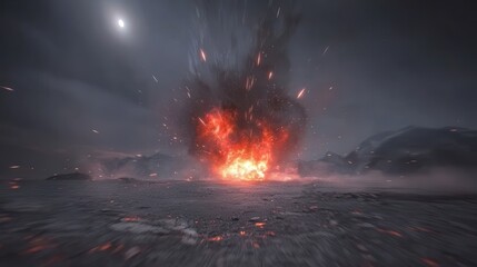 Night Explosion Landscape