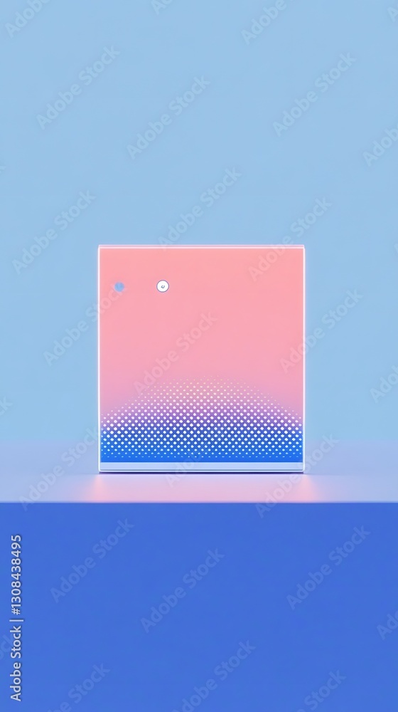 Poster a gradient colored square shape with dot pattern detailing