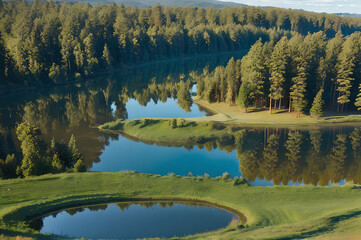 Fototapeta premium 静寂な森の湖