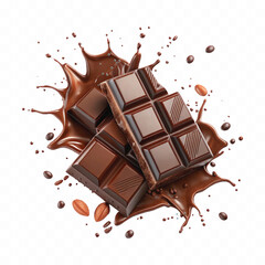 abstract 3d chocolate with splash isolated on white background