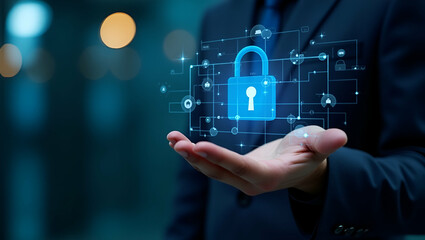 Floating holographic interface for secure login credentials representing user authentication concept as A floating holographic interface displaying secure login credentials symbolizing robust user aut