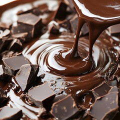 Melted chocolate poured over chunks