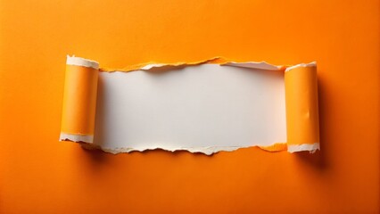 Torn Orange Paper Reveal Abstract Composition, White Space, Ripped Edges, Textured Background keywords texture, background