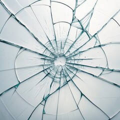 Fototapeta premium Radial Shattered Glass Abstract Composition, Teal Hues, Broken Surface Texture, Destruction Concept Shattered glass, broken texture