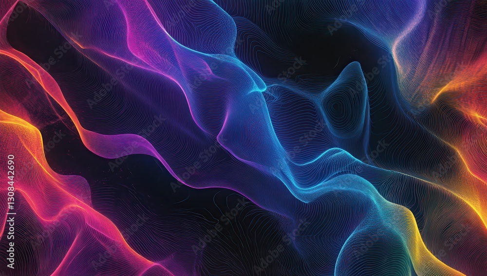 Aufkleber abstract colorful wave pattern with vibrant gradient and flowing lines creating a dynamic background