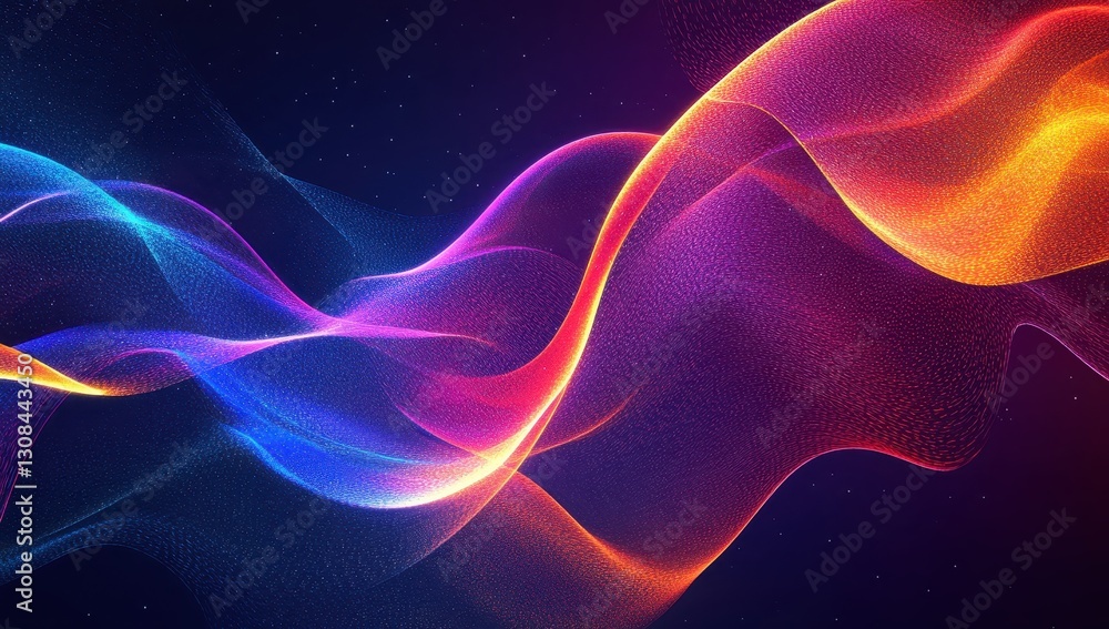 Aufkleber abstract colorful waves with light trails in a dark background for creative art and design projects