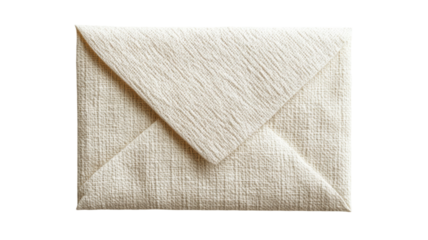 A close-up shot of a blank, off-white fabric envelope. The texture of the fabric is visible, adding a unique touch.