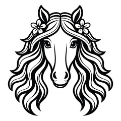 Fototapeta premium Trotting Horse Silhouette with Elegant Floral Details