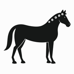Elegant Equine Silhouette with Blooming Mane