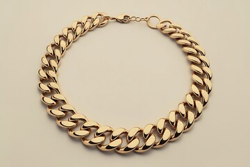 Obraz premium A Bold Gold Statement Necklace, A Chunky Chain Of Luxurious Links, Gleaming With Opulent Shine On A Minimalist Background