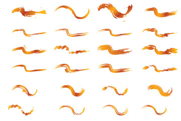 gold golden crayon effect brush, wave line, simple vector illustration