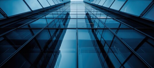 Obraz premium Modern Skyscraper Facade in Deep Blues