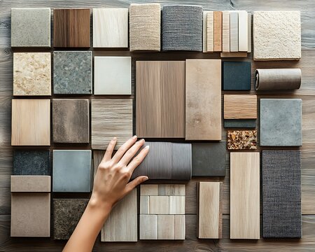 Hand selecting countertop samples