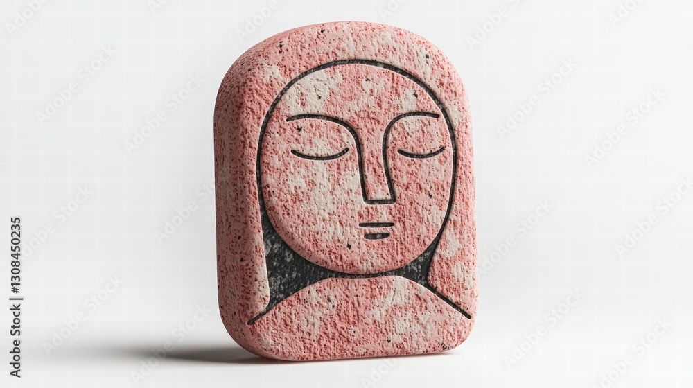 Poster intriguing natural stone with a distinctive face carved into its surface capturing attention