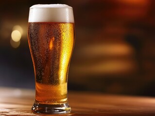 Chilled Pilsner: Refreshing Tall Glass of Golden Lager Beer