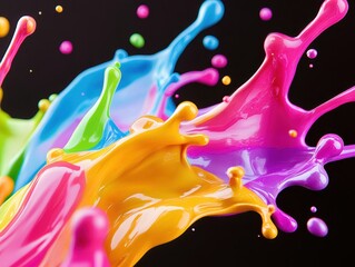 Dynamic Chaos: Interwoven Fluorescent Paint Streams Frozen in Midair