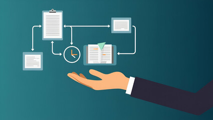 Streamlined Legal Compliance: A Hand Navigates Floating Documents