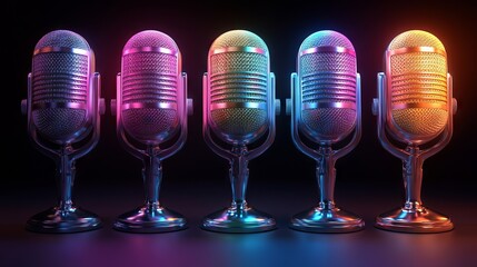 Comprehensive microphone icons set – versatile vector illustration featuring variant designs for karaoke, podcasting, and web & mobile app interfaces