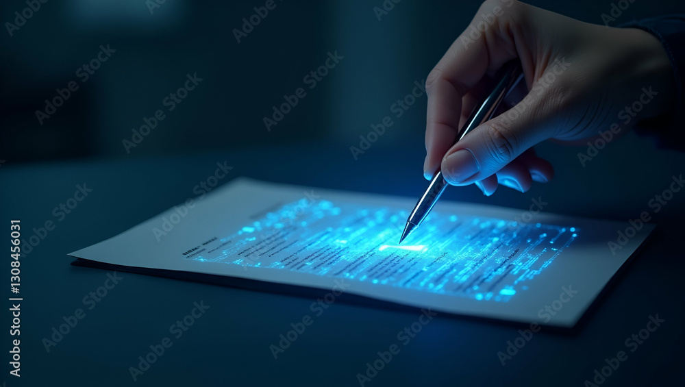 Poster secure digital signatures: holographic pen signing floating document