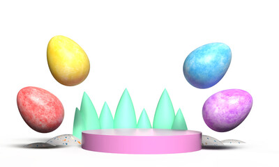 happy easter egg podium pink grass green color colorful symbol sign decoration ornament happy easter egg rabbit egg season springtime beautiful pretty present product celebration event holiday easter