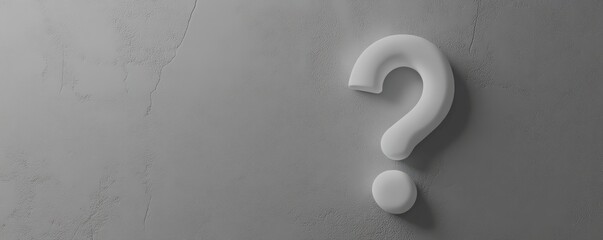 White question mark on gray background, query concept, website banner