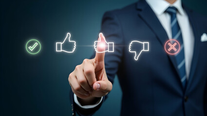 Flat Holographic Thumbs Up/Down Icons for Virtual Voting Concepts